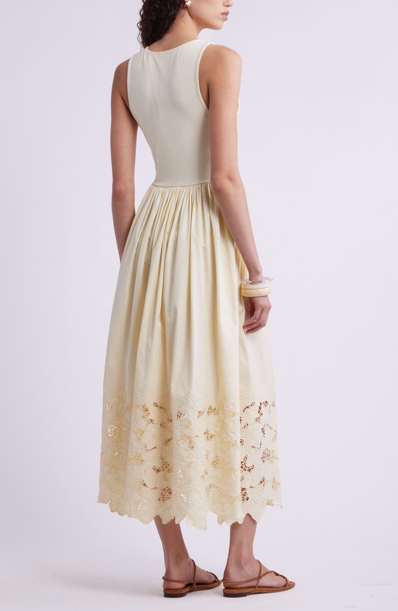 Nordstrom Embroidered Sleeveless Mixed Media Sundress, Alternate, color, Yellow Pale