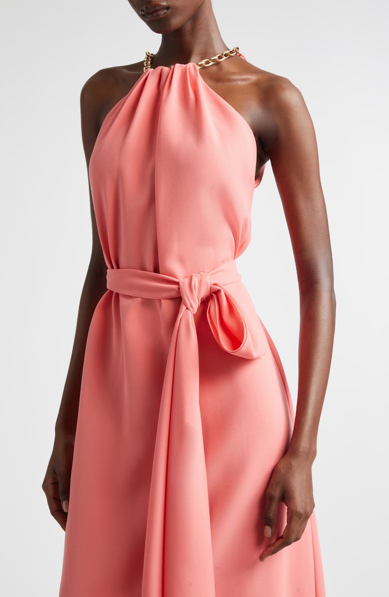 Carolina Herrera Crepe Halter Neck Dress, Alternate, color, Sunset