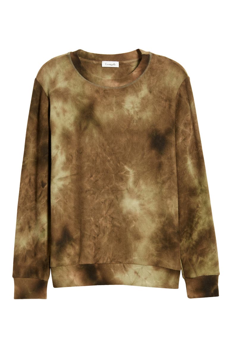 Tie Dye Long Sleeve Hacci Knit Top, Alternate, color, OLIVE