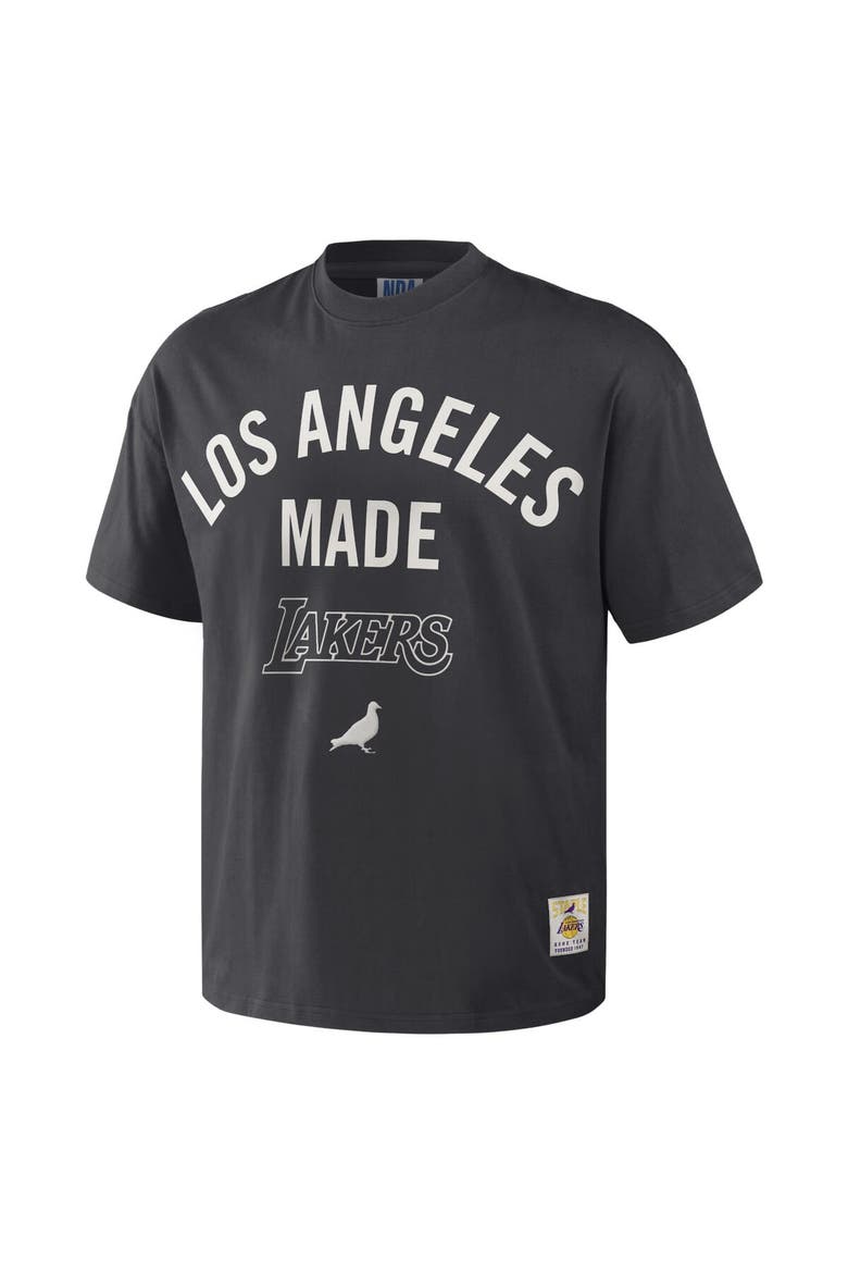 Men's NBA x Staple Anthracite Los Angeles Lakers Heavyweight Oversized T-Shirt, Alternate, color, Anthracite