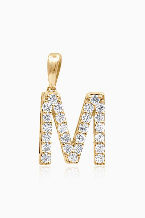 14K Gold Luxe Letter Diamond Initial Pendant Charm