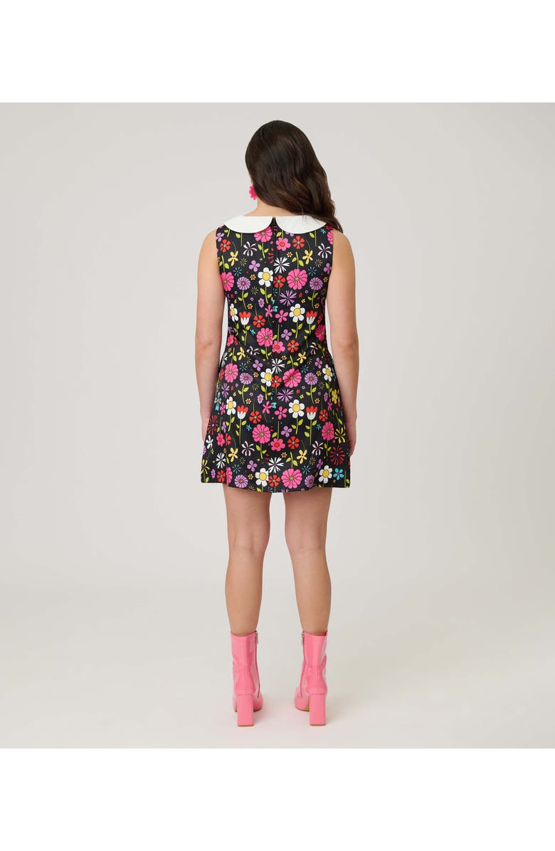 Smak Parlour Peter Pan Collar Tie Neck Shift Dress, Alternate, color, Black Floral Print