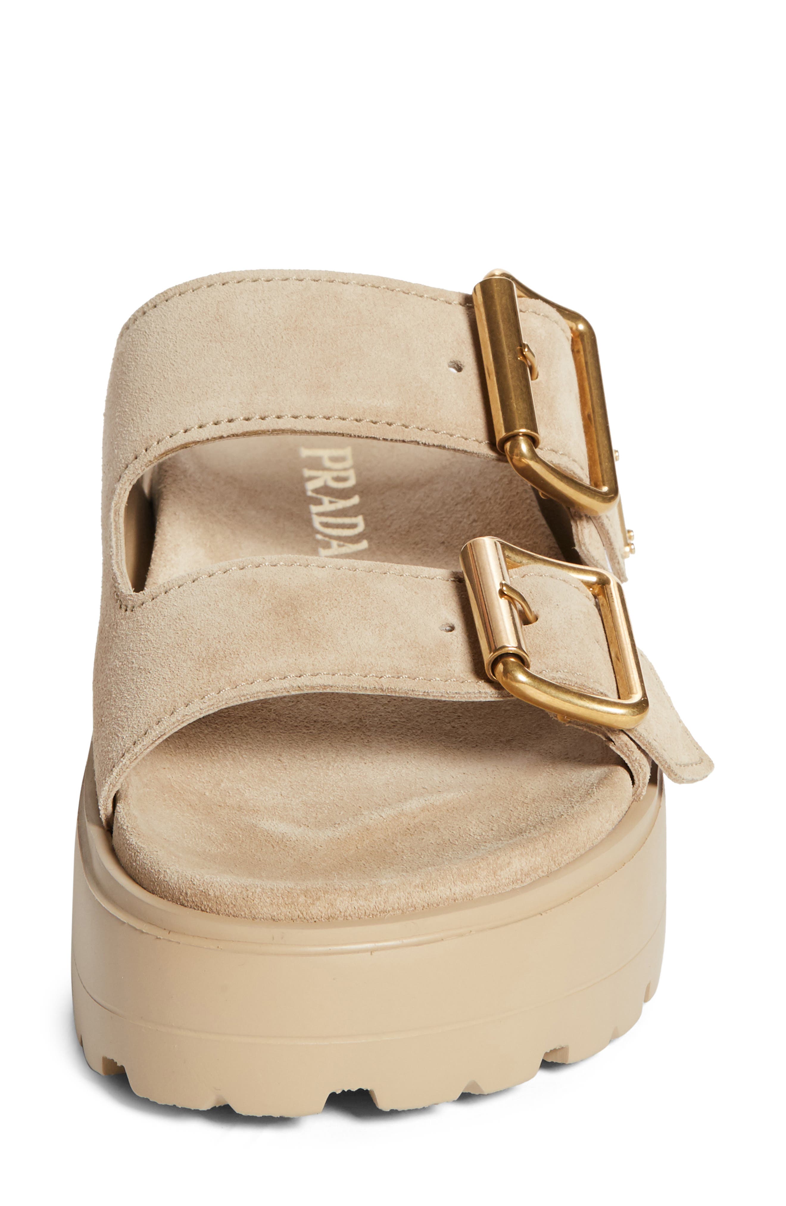 Prada Fussbett Flatform Slide Sandal, Alternate, color, Ecru