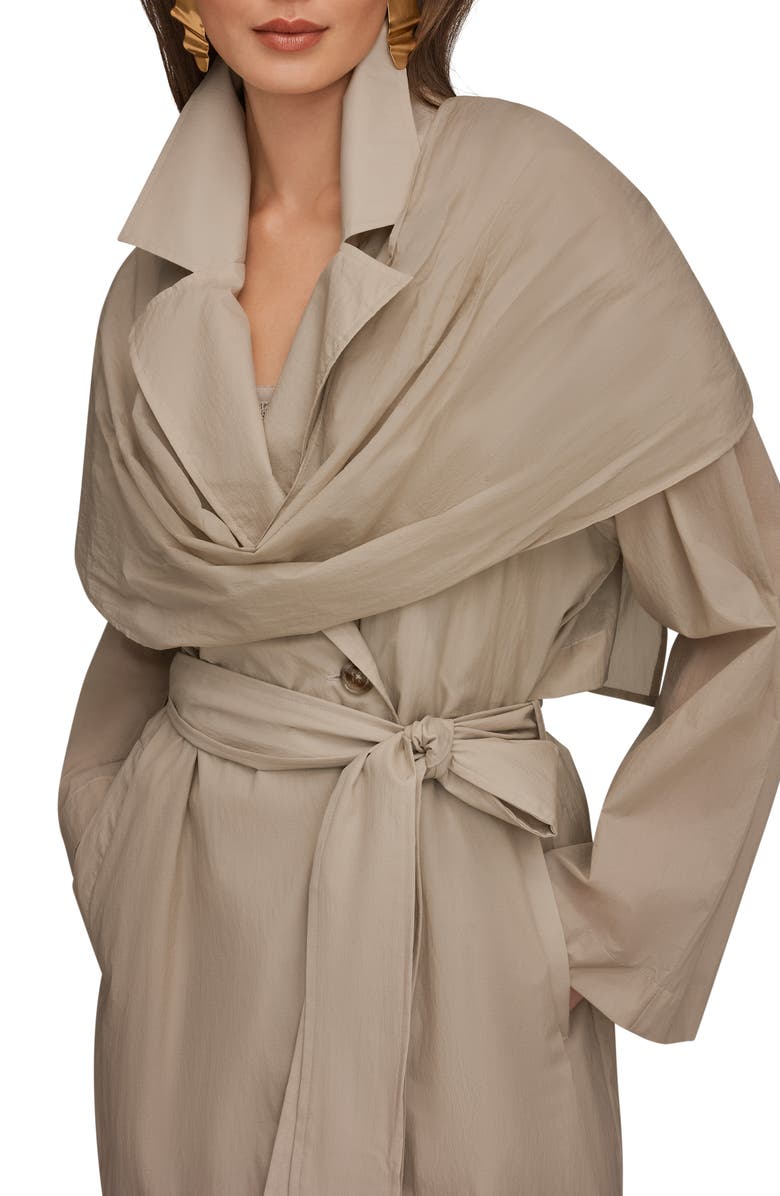 Donna Karan New York Belted Trench Coat with Drape, Alternate, color, Tuscan Grey