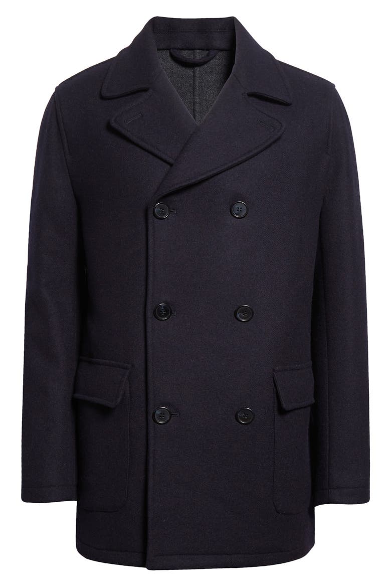 Double Face Virgin Wool Peacoat, Alternate, color, NAVY