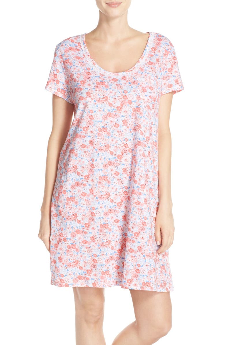 Carole Hochman Print Cotton Sleep Shirt, Main, color, Crowded Floral
