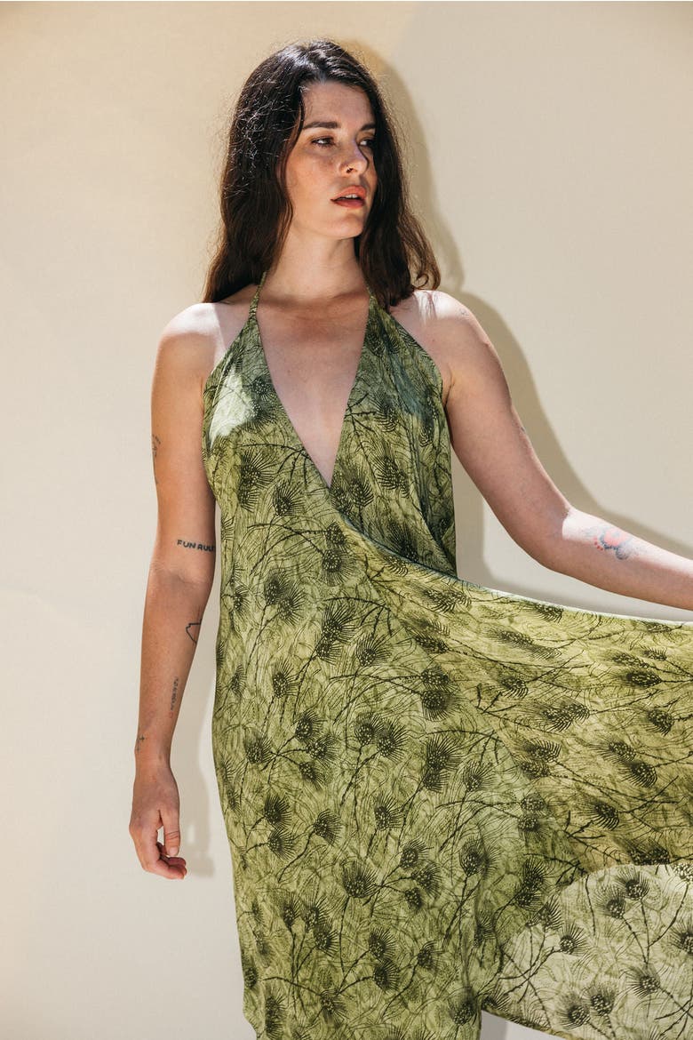 Classic Silk Dress Carly, Main, color, Green