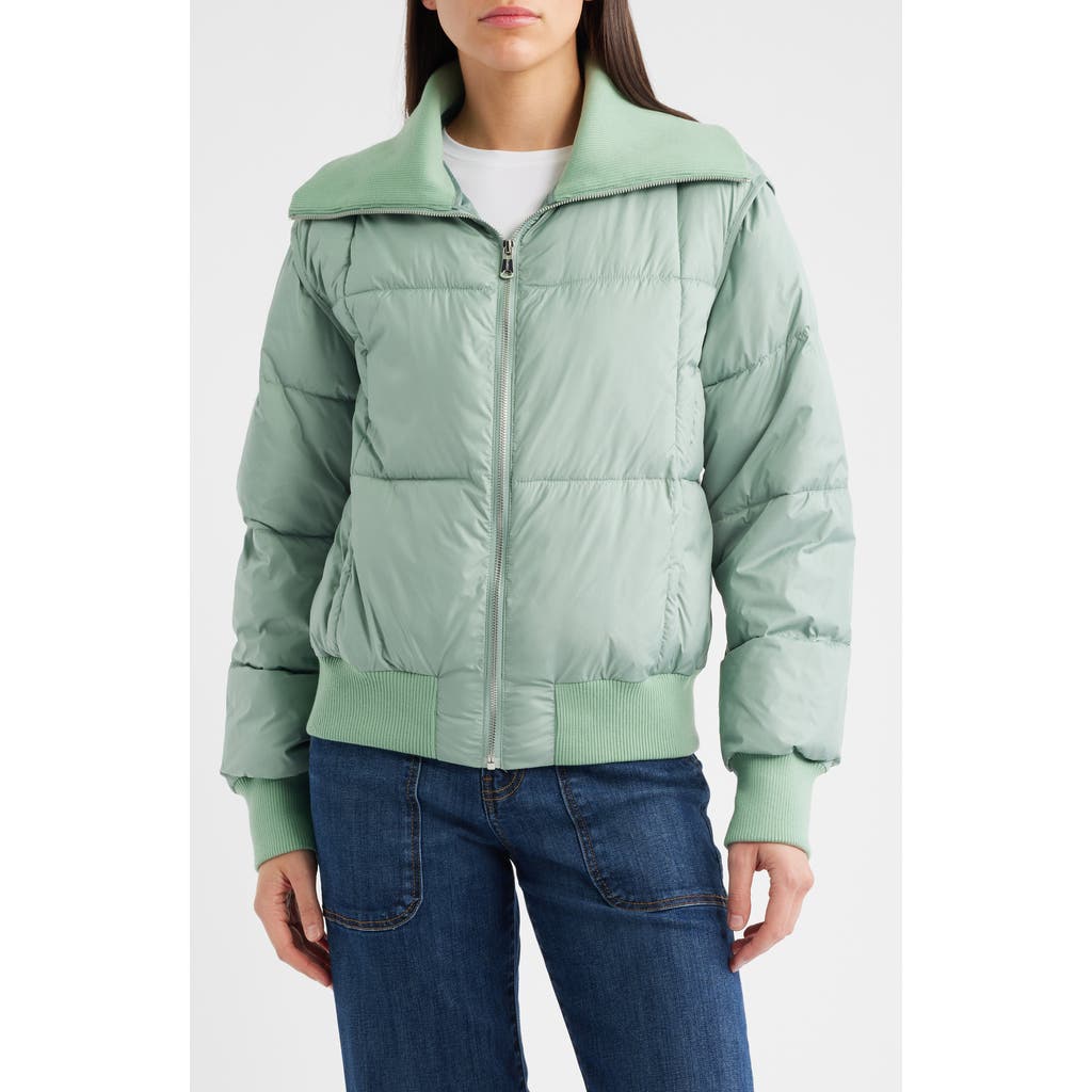 Bernardo Knit Collar Crop Puffer Jacket