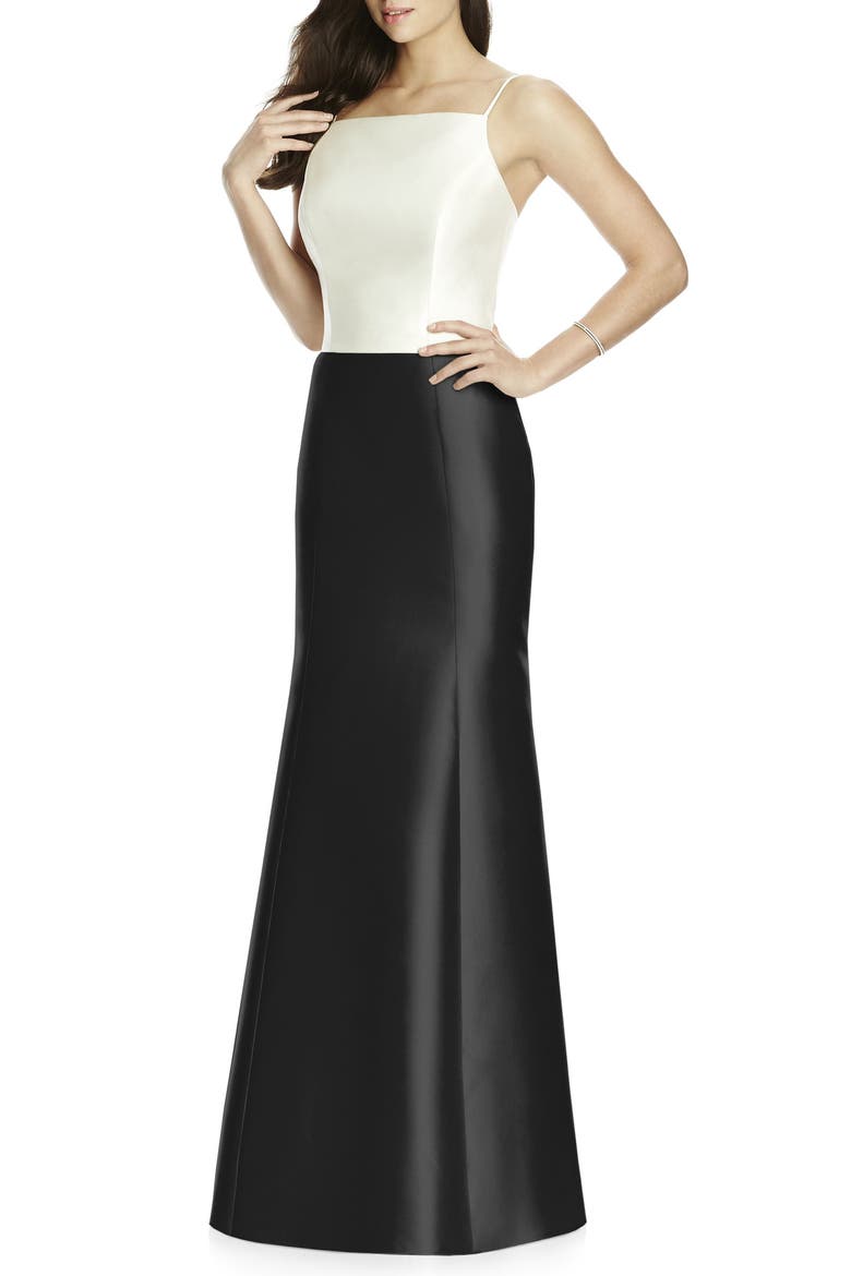 Sateen Twill Mermaid Skirt, Main, color, BLACK