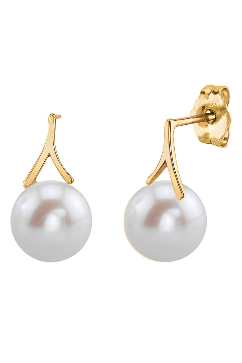 Freshwater Pearl Lindsey Earrings, Main, color, Yellow Gold