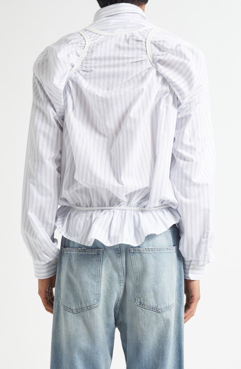 Maison Margiela Décortiqué Piping Button-Up Shirt, Alternate, color, White/ Light Blue