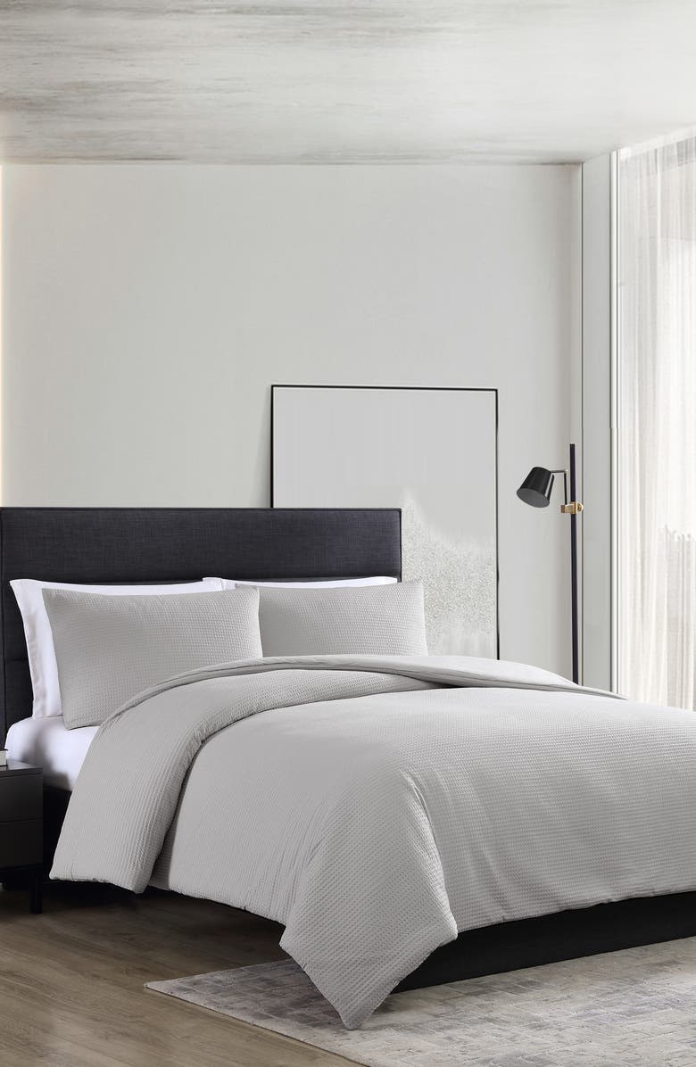 Vera Wang Waffle Piqué Comforter & Shams Set, Main, color, Moonlight Grey