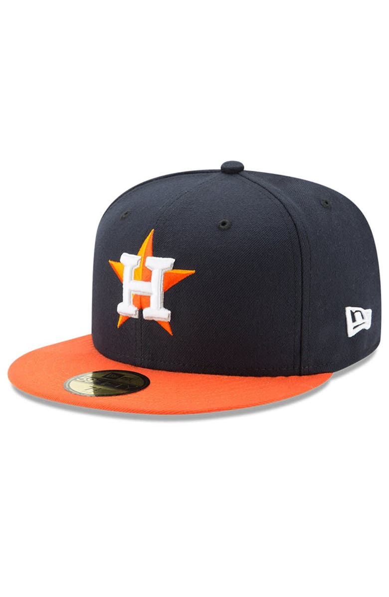New Era Men's New Era Navy/Orange Houston Astros 2022 World Series Champions Road Side Patch 59FIFTY Fitted Hat, Alternate, color,