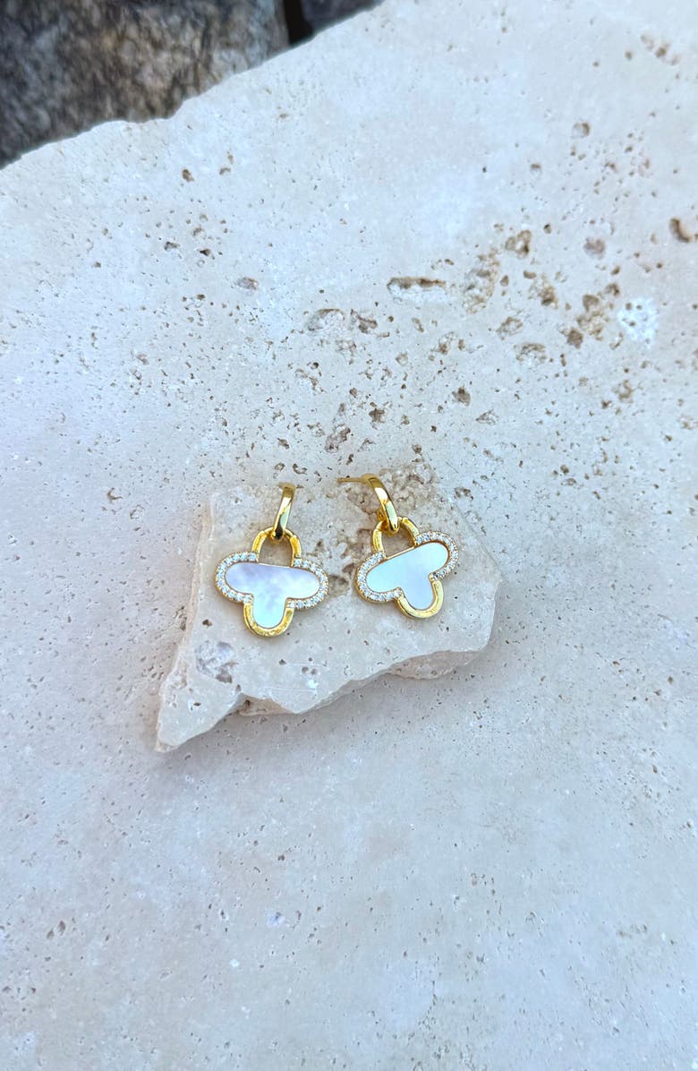 Adornia Mother-of-Pearl Clover Drop Earrings, Alternate, color, 