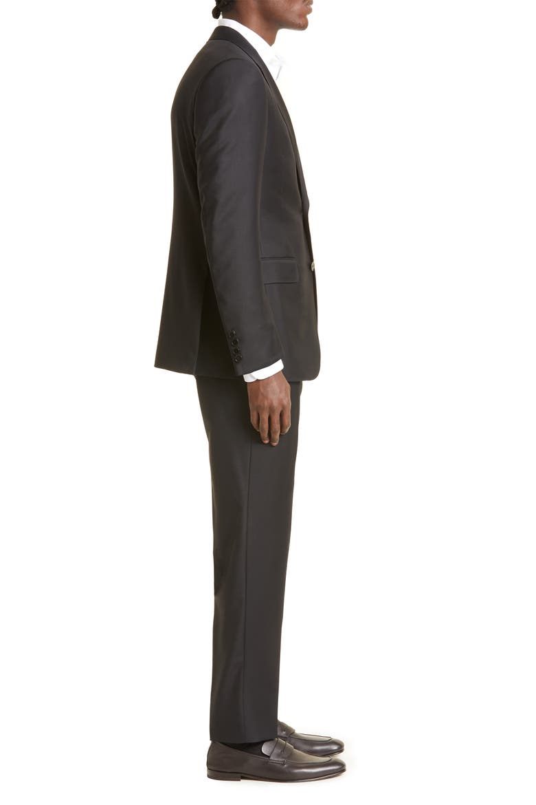 Trofeo Solid Black Wool Suit, Alternate, color, BLACK