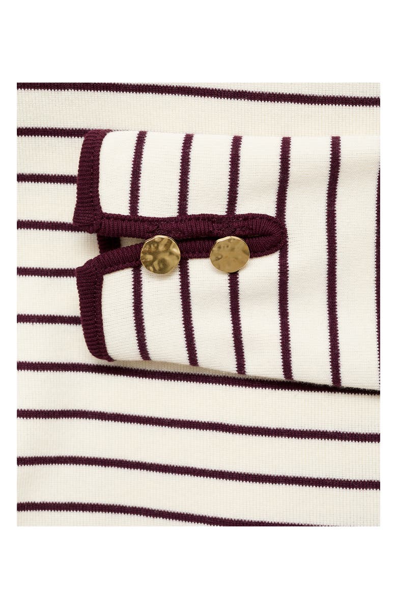 MANGO Boat Neck Long Sleeve Cotton Maternity Top, Alternate, color, Ivory/ Burgundy Stripe