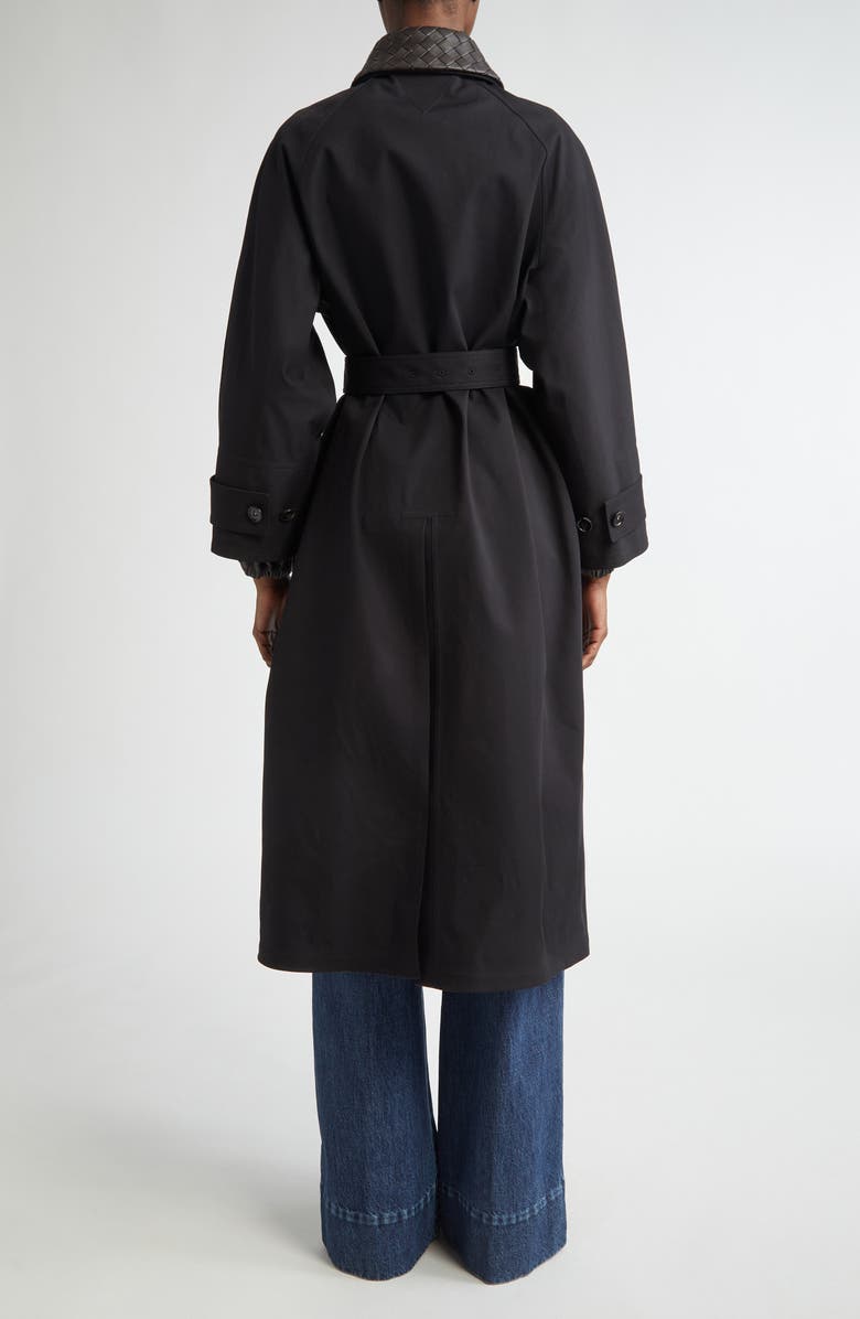 Bottega Veneta Intrecciato Leather Collar Water Repellent Trench Coat, Alternate, color, 