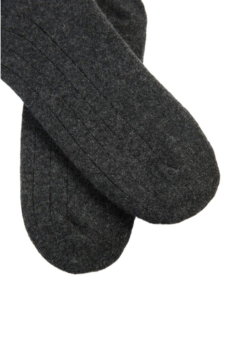 Gobi Cashmere Trim Knit Bed Socks, Alternate, color, Charcoal