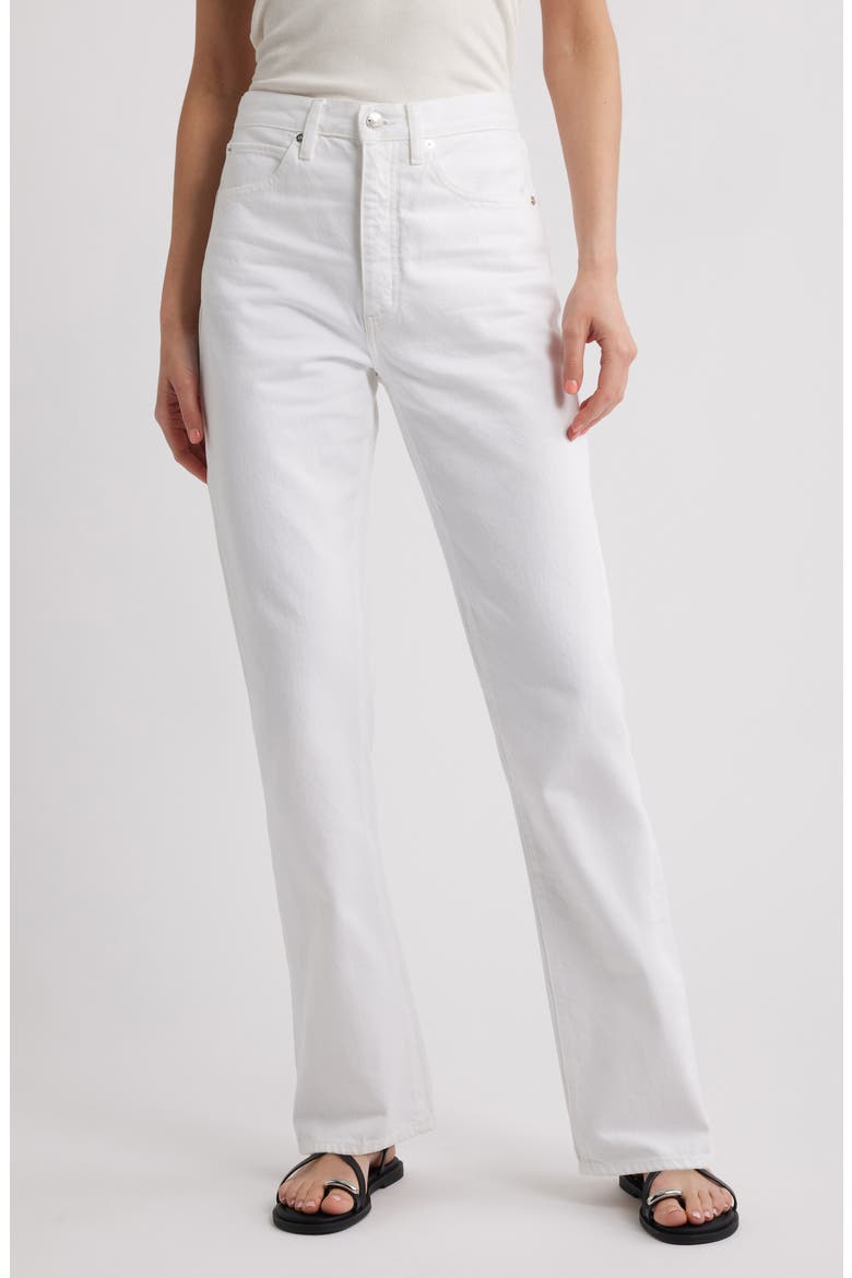 The Vertical High Waist Relaxed Straight Leg Jeans, Main, color, WHITE