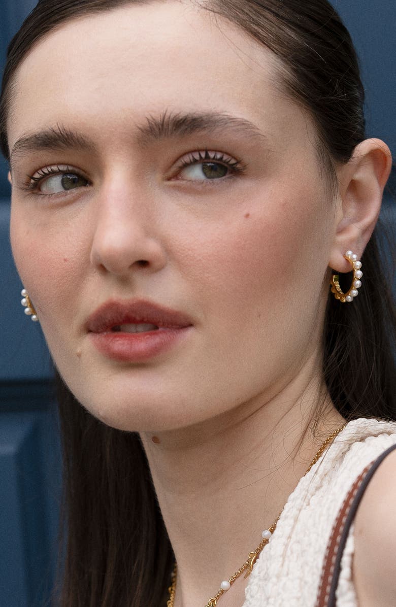 Dower & Hall Large White Timeless Pearl Hoops, Alternate, color, Sterling Silver