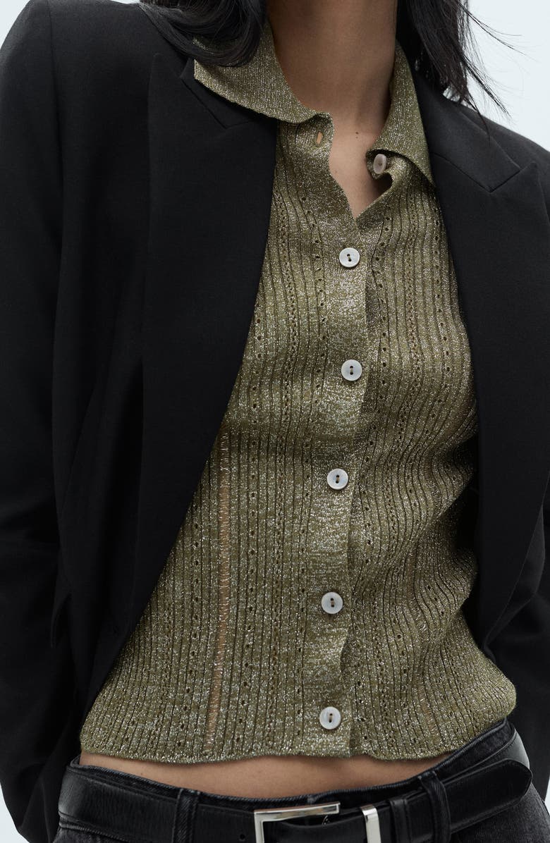 MANGO Metallic Open Stitch Cardigan, Alternate, color,