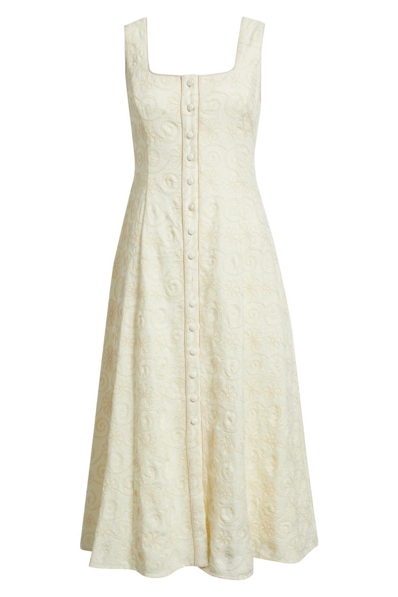 Embroidered Button-Up Dress, Alternate, color, CREAM