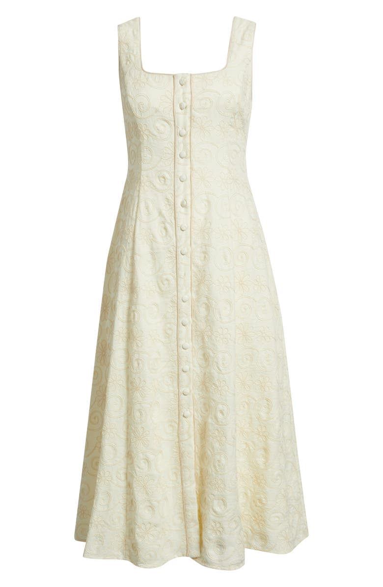 ZOE AND CLAIRE Embroidered Button-Up Dress, Alternate, color, Cream