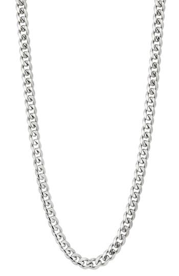 Savvy Cie Jewels Flat Curb Chain Necklace In Silver