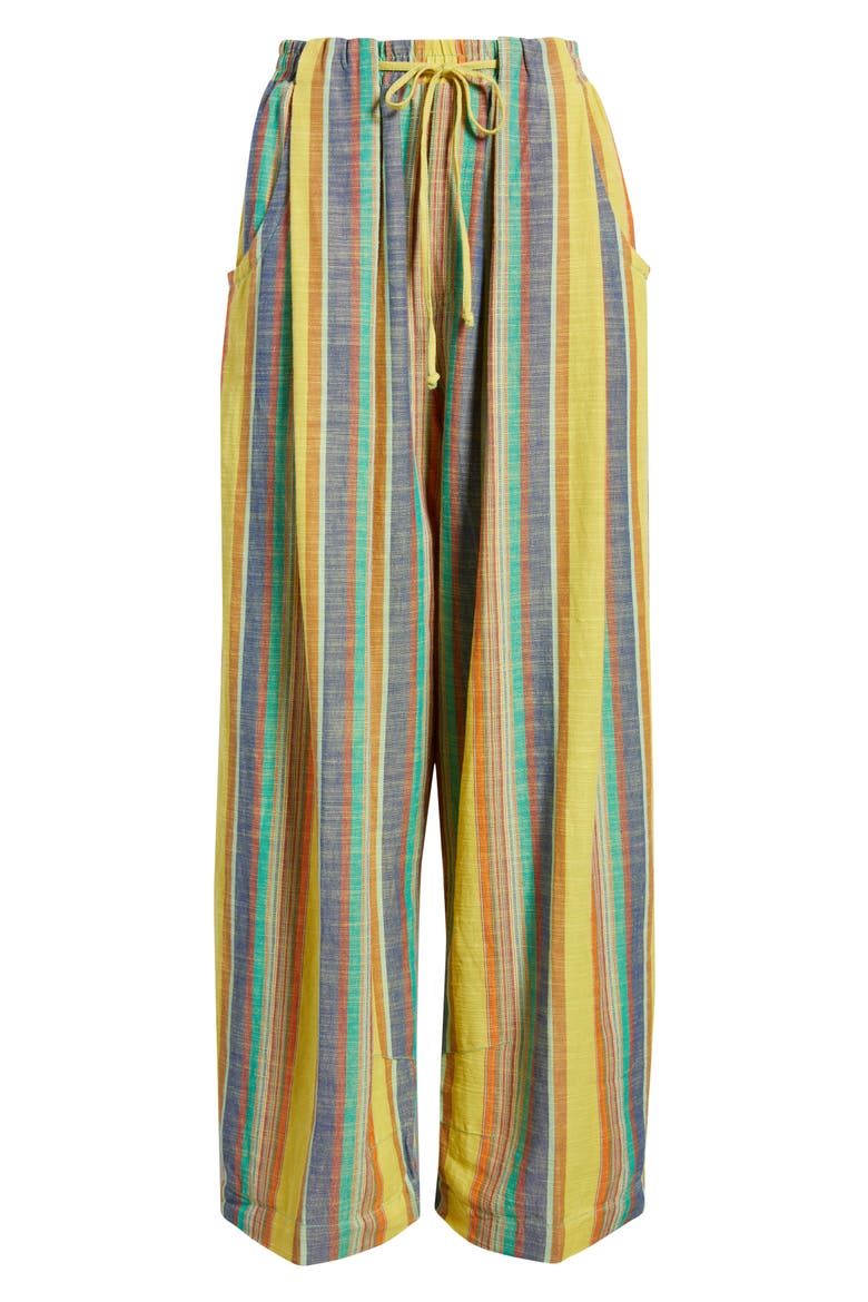 Chambers Stripe Drawstring Linen & Cotton Pants, Alternate, color, BUTTER YELLOW COMBO