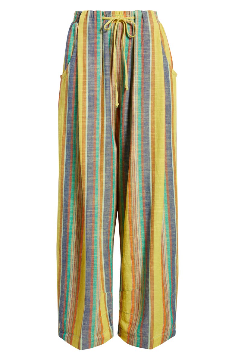 Free People Chambers Stripe Drawstring Linen & Cotton Pants, Alternate, color, Butter Yellow Combo
