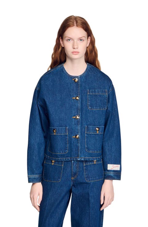 Statement button denim jacket