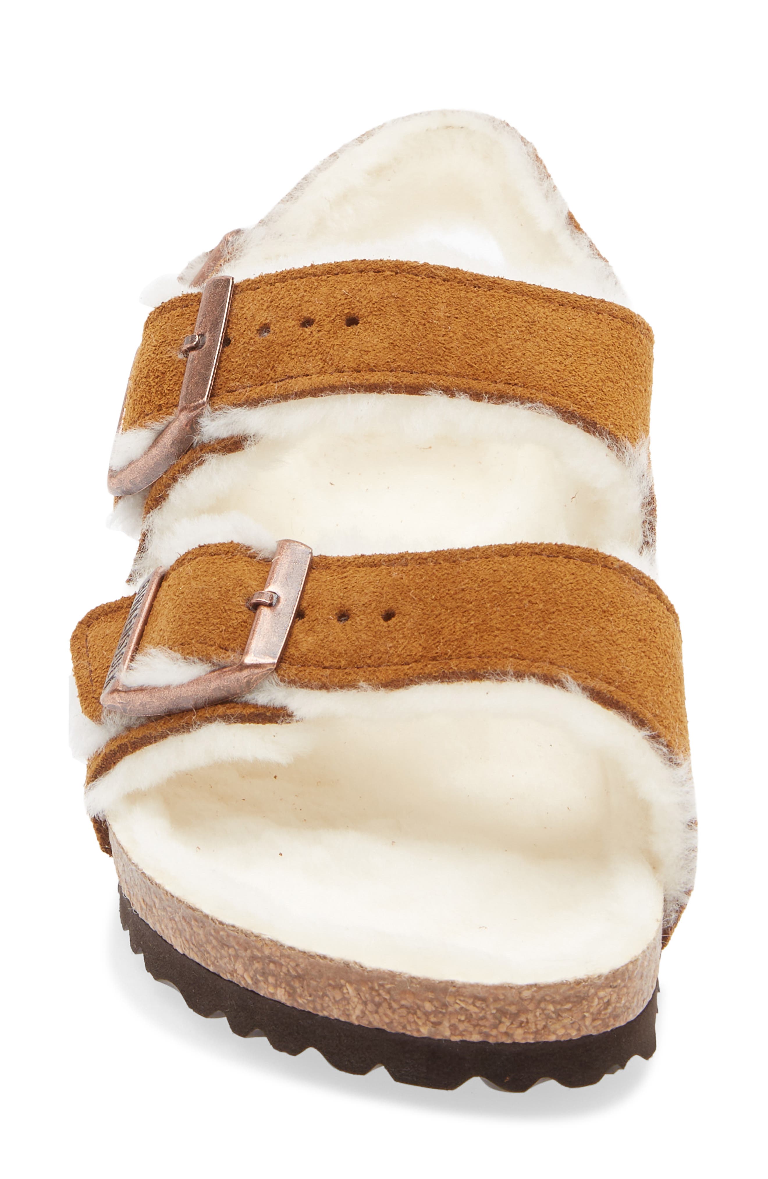 Birkenstock Milano Genuine Shearling Slingback Sandal, Alternate, color, Mink/ Natural