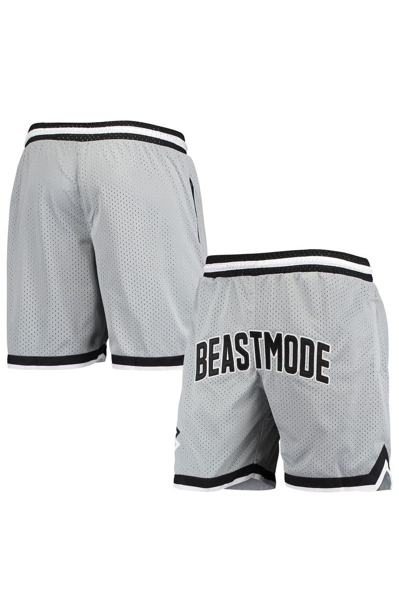 New Jersey Sets Men's Silver/Black Beast Mode Varsity Basketball Shorts, Main, color,
