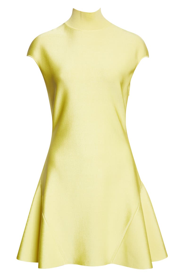 Knit Fit & Flare Minidress, Alternate, color, ACID YELLOW