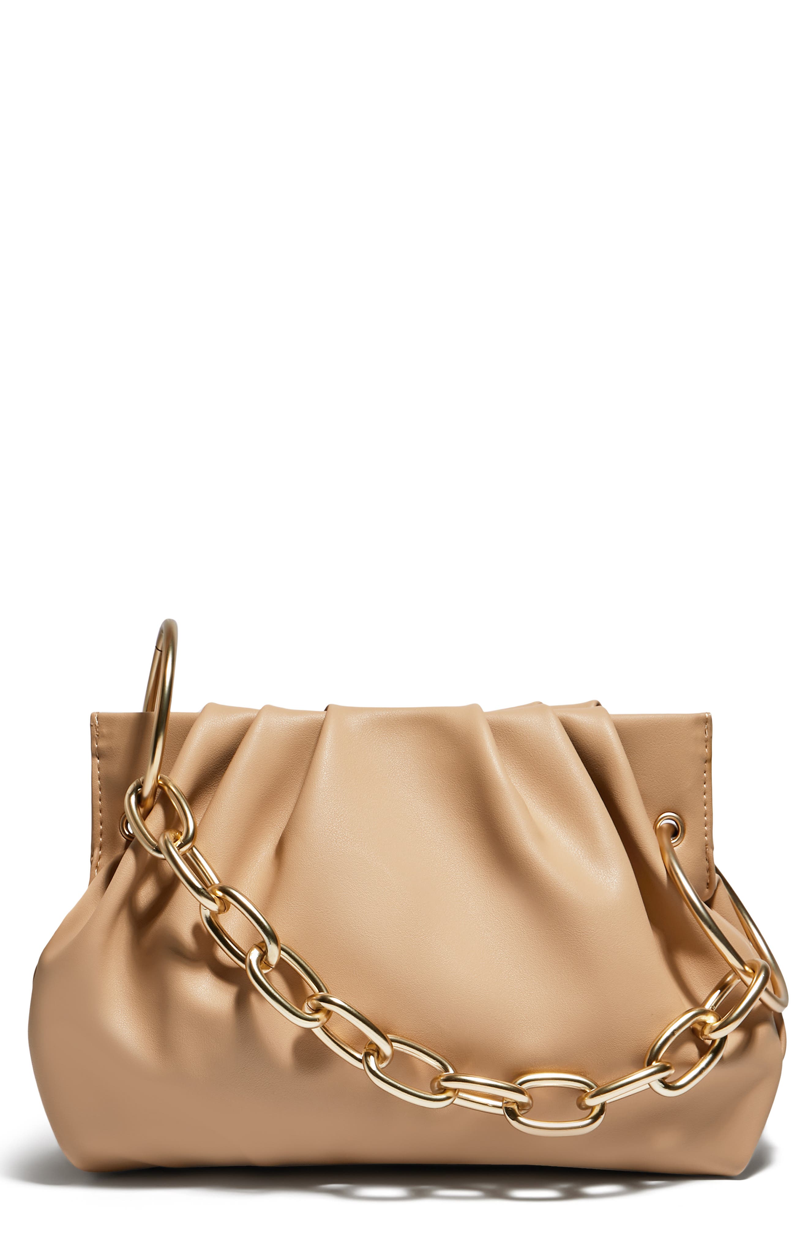 Chill Vegan Leather Frame Clutch, Main, color, BEIGE