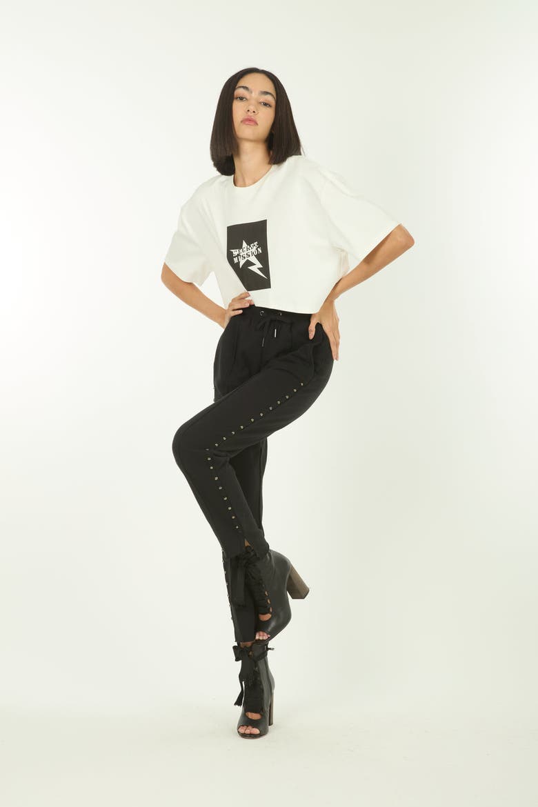 Sadye Sweatpants with Studs, Alternate, color, Black