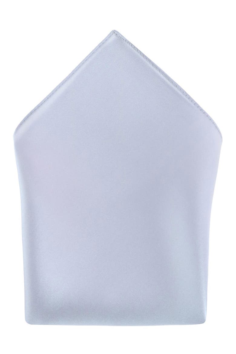 Sutton Solid Silk Pocket Square, Alternate, color, SILVER