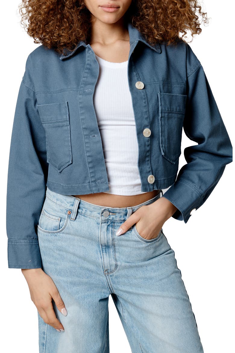 Oversize Crop Cotton Jacket, Main, color, SURF CAMP