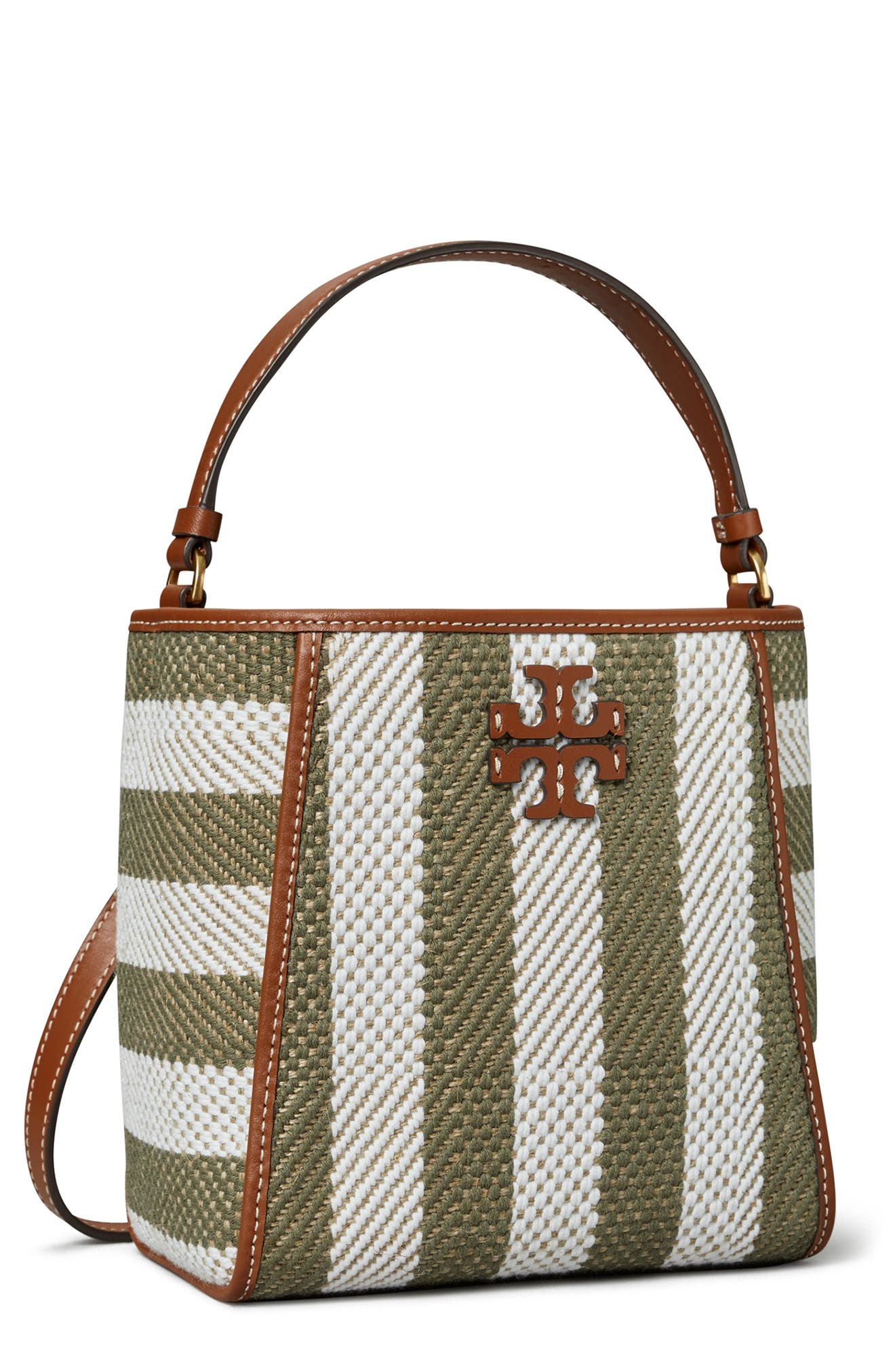 Tory Burch McGraw Small Stripe Bucket Bag, Alternate, color, 
