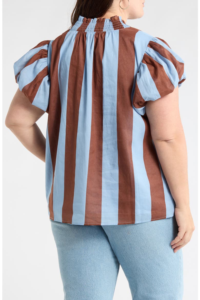 Evabelle Puff Sleeve Top, Alternate, color, BROWN-BLUE
