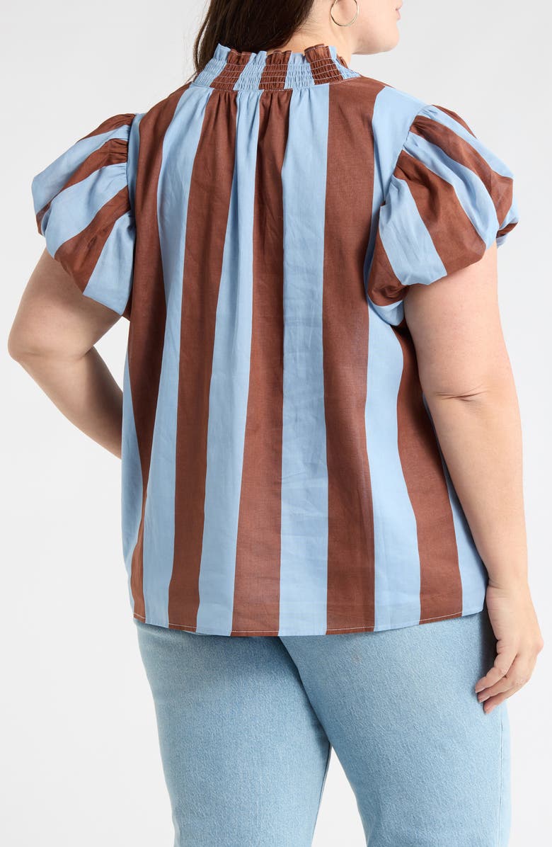 SUGARLIPS Evabelle Puff Sleeve Top, Alternate, color, Brown-Blue