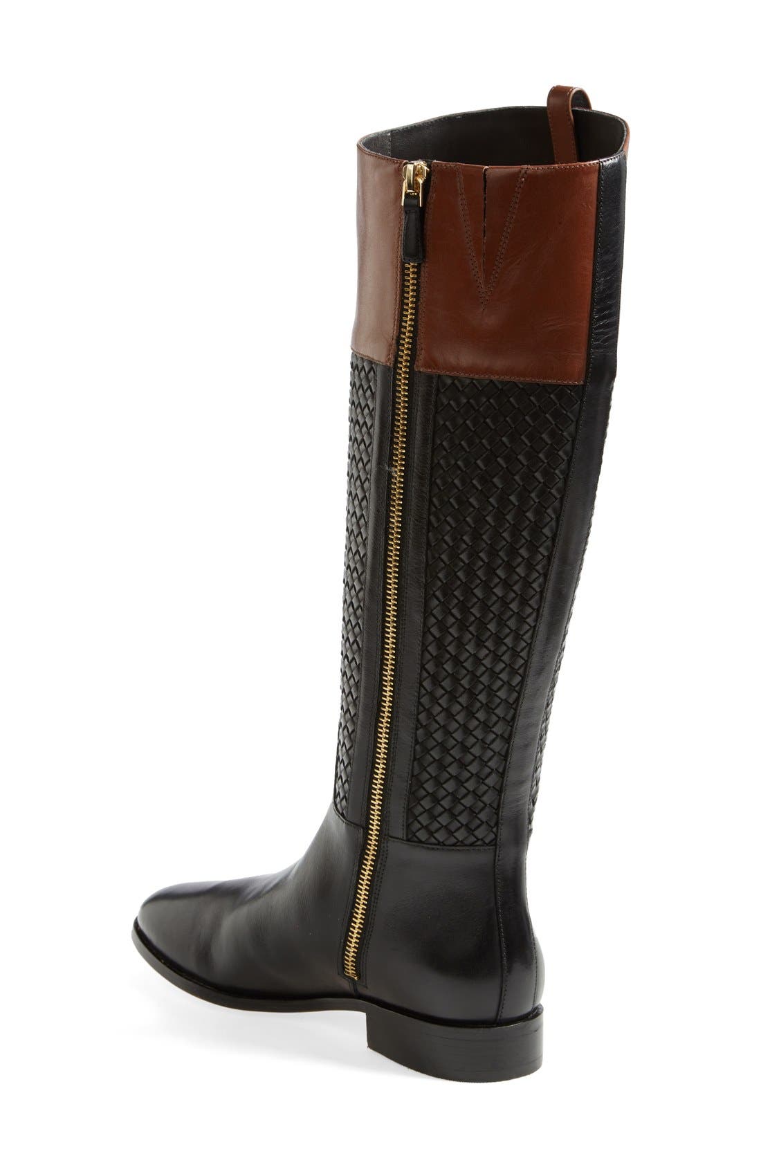 'Brennan' Woven Shaft Riding Boot, Alternate, color, BLACK/ HARVEST BROWN