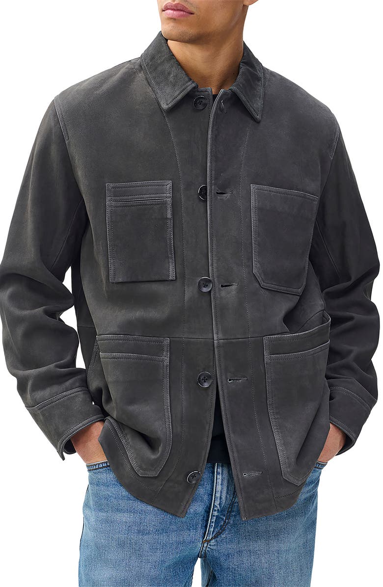 rag & bone Graham Suede Chore Jacket, Main, color, Dark Grey
