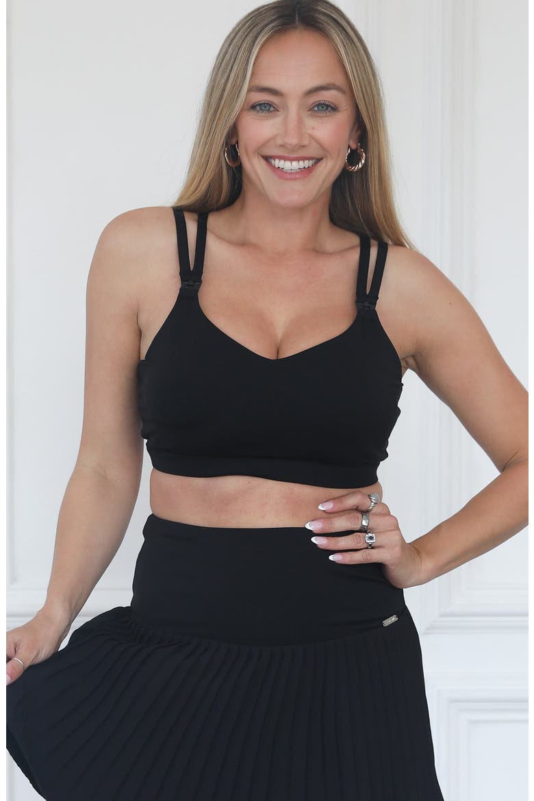 Emily Medium Support Nursing and Pumping Sports Bra, Alternate, color, Black