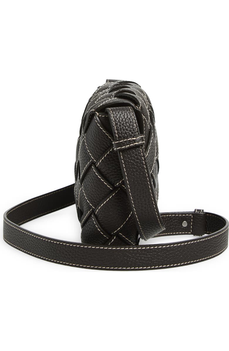 Bottega Veneta Topstitched Intreccciato Leather Messenger Bag, Alternate, color, 2314 Fondant-Natural-Silver