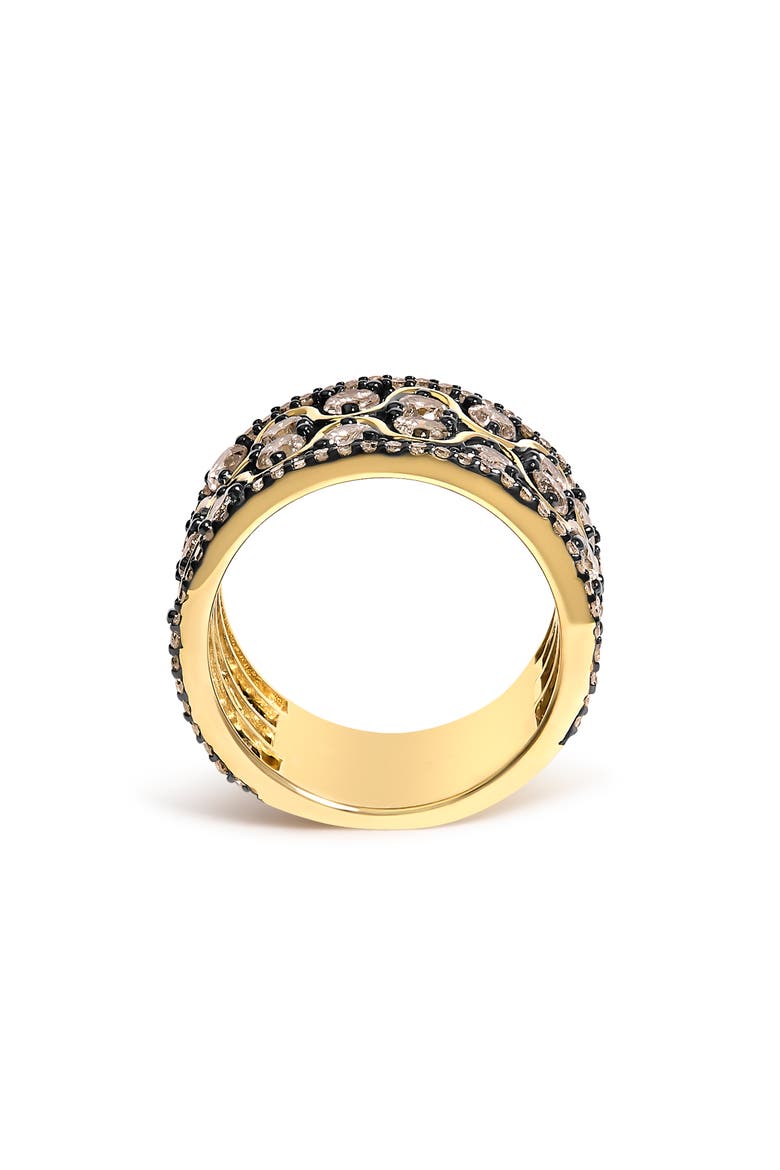 10K Yellow Gold Plated Sterling Silver 2-1/2 ctw Champagne Diamond Wavy Band Ring, Alternate, color, Yellow Gold over Silver