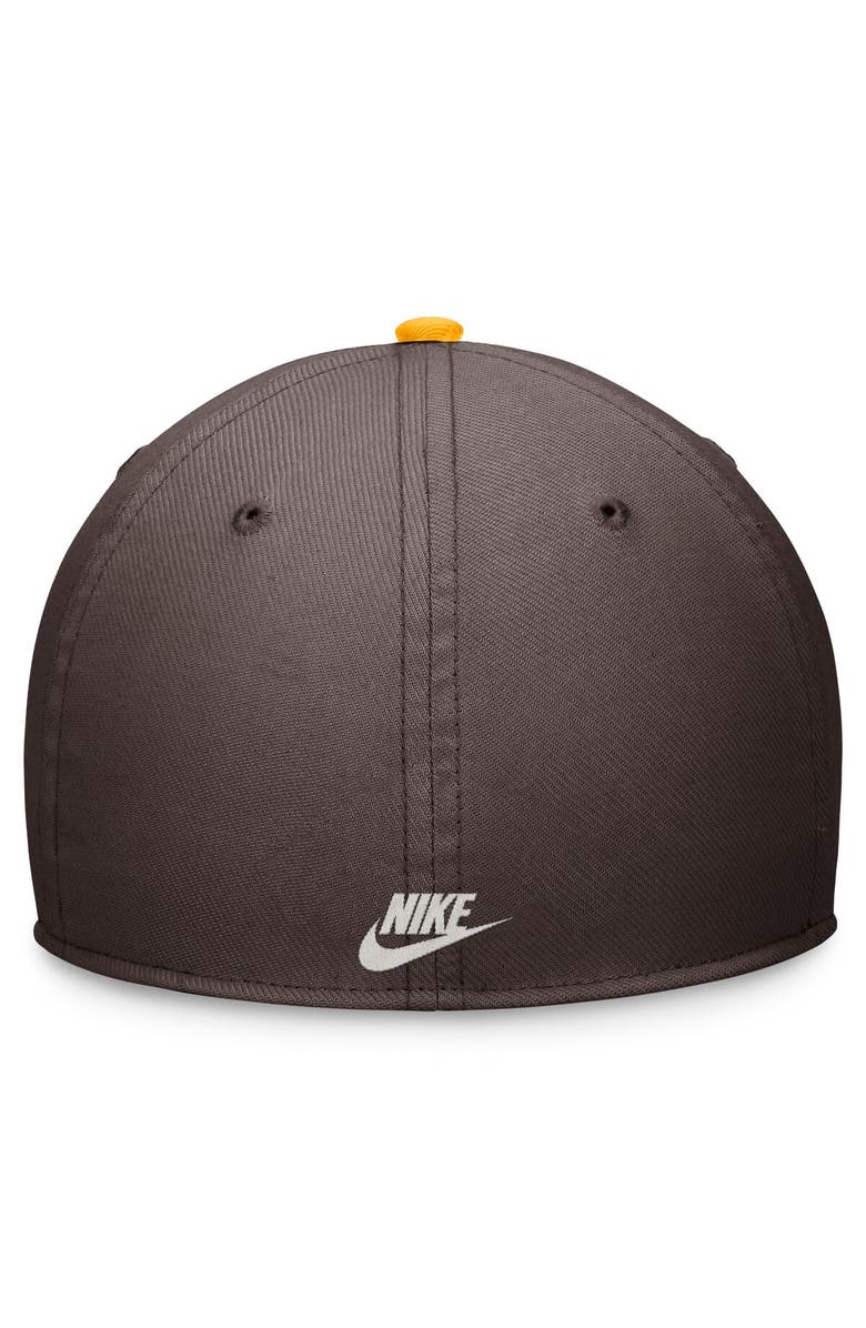Nike Men's Nike Brown/Gold San Diego Padres Cooperstown Collection Rewind Swooshflex Performance Hat, Alternate, color, Brown