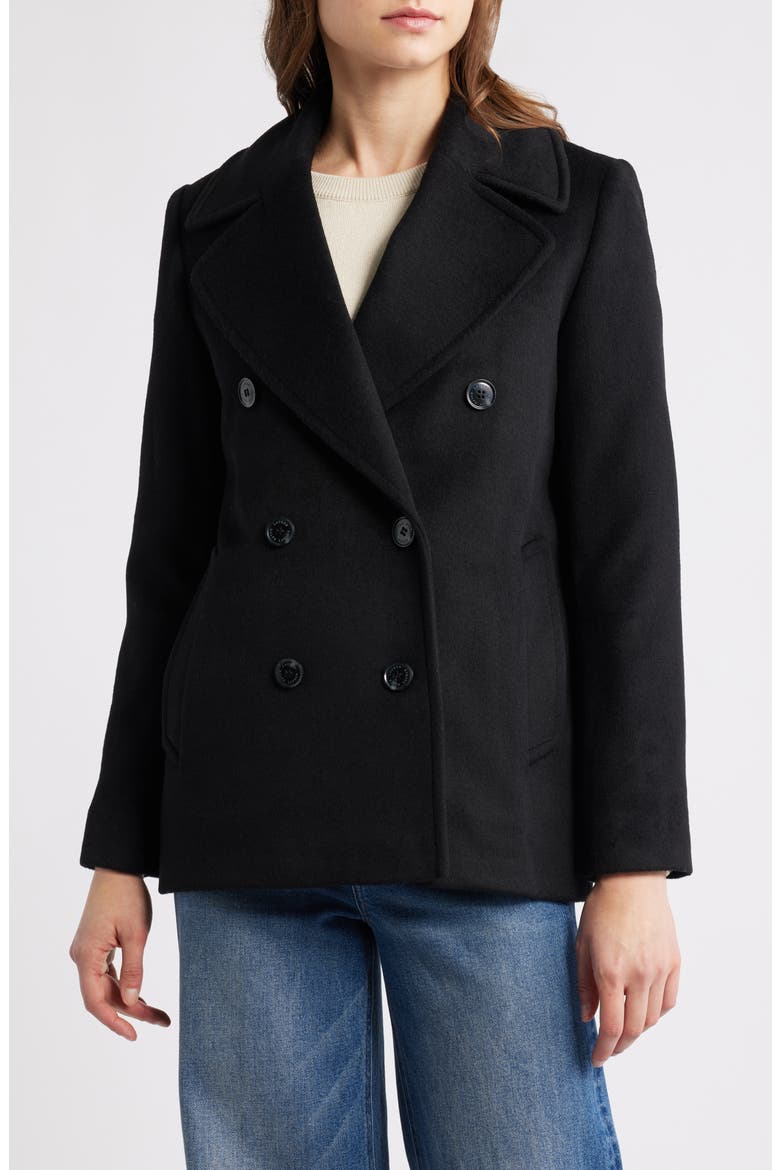 Wool Double Breasted Jacket, Main, color, BLACK