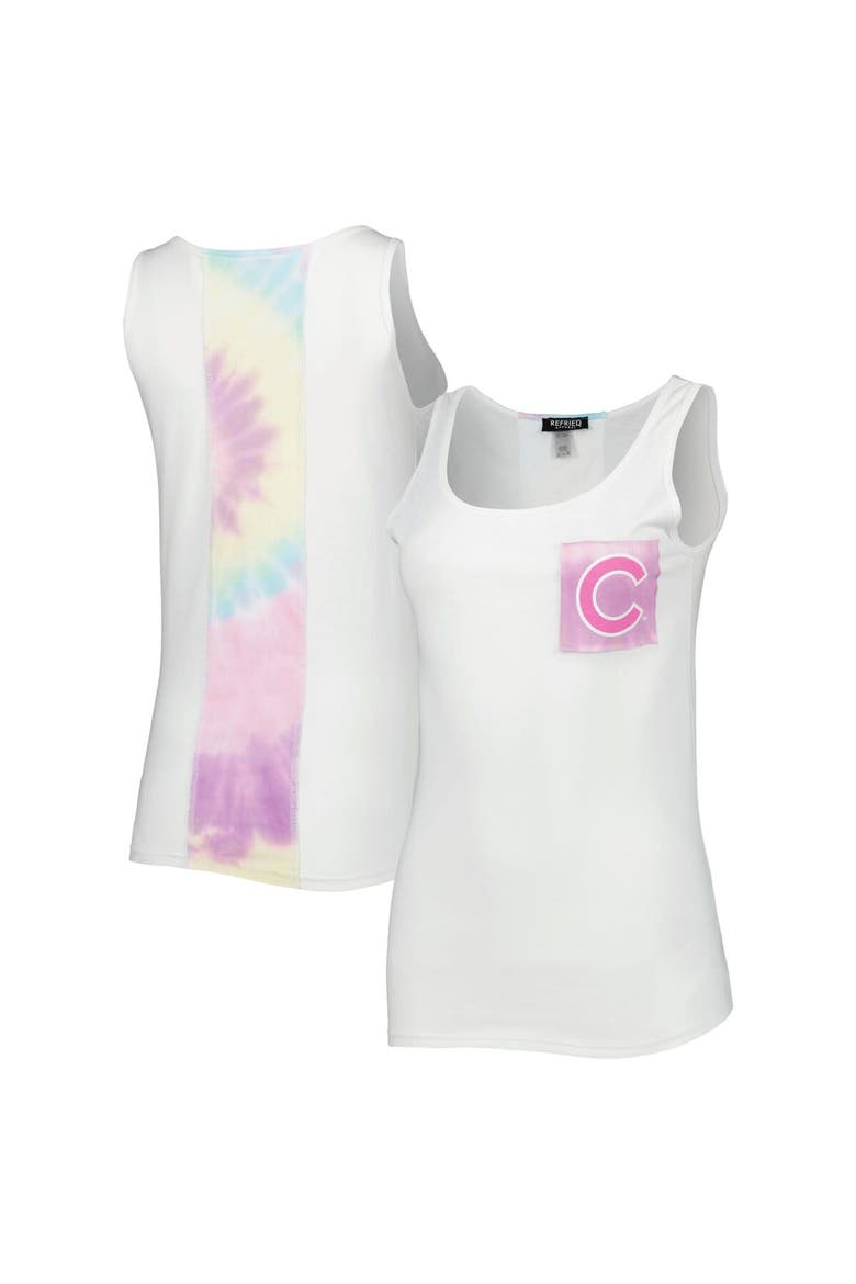 Women's Refried Apparel White Chicago Cubs Tie-Dye Tank Top, Main, color, White