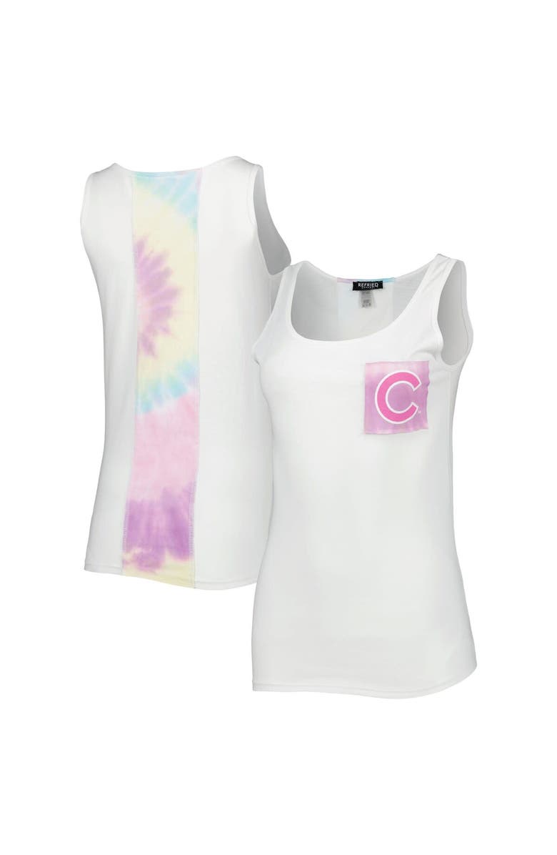 REFRIED APPAREL Women's Refried Apparel White Chicago Cubs Tie-Dye Tank Top, Main, color, White